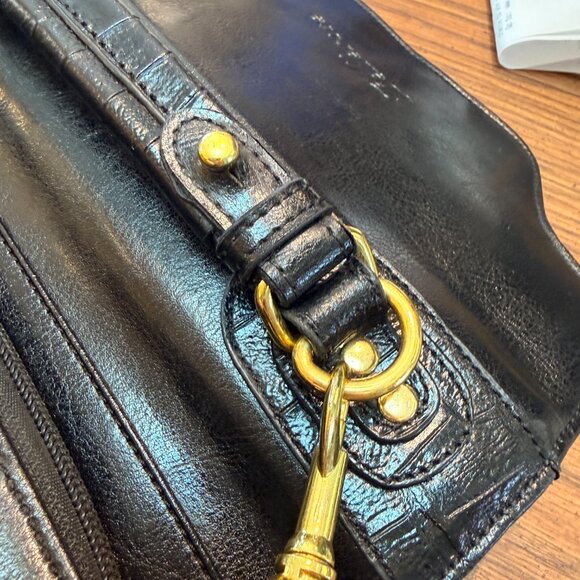 Bellerose Black Leather Satchel | European Croc-Embossed | Vintage - So Unique! - Picture 9 of 14